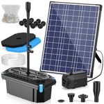 NFESOLAR Solar Pond Filter Fountain, 20W Solar Powered, Black Plastic Submersible Pond Pump, 120 GPH, 7 Sprayers, 16.4ft Cable, 6.6ft Tubing for Koi Pond, Fish Tank and Garden Water Features