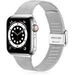 Ouwegaga Compatible With Apple Watch Strap 38mm 40mm 41mm 42mm 44mm 45mm, Stainless Steel Metal Straps Compatible with iWatch Strap Series 10 9 8 7 6 5 4 3 2 1 SE Ultra 2, 38mm/40mm/41mm Silver