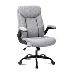 MZLEE Executive Office Chair, Ergonomic Computer Desk Chair Swivel Work Chair with Flip-up Armrest, Adjustable Height, Comfortable for Office Home Gaming(Grey Fabric)