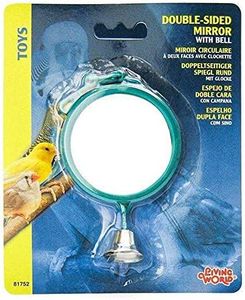 Living World Plastic Mirror with Bell Bird Toy, Assorted Color