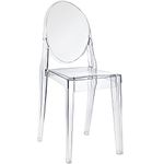 Nicer Furniture Set of 1 Louis XVI Ghost Side Chair without Arms-Modern Victoria Dining Chair Polycarbonate Plastic in Clear Transparent Crystal