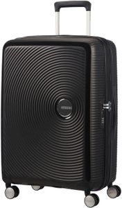 American Tourister Soundbox Medium 67cm Hard Shell Suitcase – Black, 4 Wheels, TSA Lock, Expandable