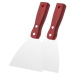 Putty Knife, 2PCS 5 Inch Stainless Steel Scraper Tool, Wooden Handle Metal Spackle Knives for Drywall, Decals, Wall Paper, Floor Tile, Patching, Painting, Taping, Scraping Coating