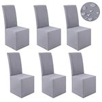 Smiry Waterproof Long Chair Covers for Dining Room, Stretch Solid Full Length Dining Chair Slipcovers Protector Set of 6, Grey