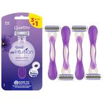 WILKINSON SWORD - My Intuition Quattro for Women| Smooth Violet Blooms | Pack of 3 + 1 Extra Disposable Razors