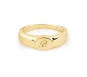 Elegant jewel box DUTY-FREE Women Oval Initial signet ring in solid Gold 9k, 14k, & 18k, Custom engraved signet ring, Gold Personalized chevalier ring, Birthday gift, RN363