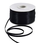 1/8 Inch x 200 Yards Black Thin Solid Satin Ribbon Giant Spool Double Face Woven Polyester Fabric Ribbons for Crafts Hanging Tags Invitation Card Balloons Bouquet Hair Gift Wrapping Party Decoration