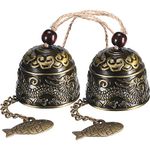 2 Pieces Fengshui Bell Vintage Dragon Bell Fengshui Wind Chimes Good Luck Hanging Bell for Home Garden Good Luck Blessing Patio Yard Indoor Outdoor Front Door Decorations