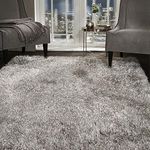 viceroy bedding SHAGGY RUG Super Plush Extra Large Rugs Living Room with SHIMMERING SPARKLE GLITTER STRANDS Fluffy 55mm Thick Pile Height Modern Area Rugs - (Silver Grey, 120cm x 170cm (4ft x 6ft))