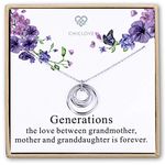 CHICLOVE Generations necklace - 3 generations, 3 circle necklace Grandma Necklace Interlocking Circles, Christmas Gift for Grandma, Grandma Gift, Sterling Silver