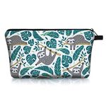 Sibba Canvas Cosmetic Bag Handbag Mini Pouch Purse Zipper Case Toiletry Organizer Storage Beauty Makeup Travel Accessory for Girls Sloth Pattern