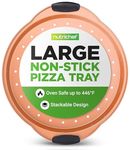 NutriChef Pizza Tray Nonstick Pizza Baking Pan with Perforated Holes, 13-Inch - Round Carbon Steel Premium Bakeware Pizza Screen with Silicone Grip Handles, Dishwasher Safe - Copper