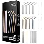 Oak & Steel 108 Stainless Steel Straws & 12 Brushes with Gift Box (4 Colours) - Eco-Friendly, Reusable & Dishwasher Safe (108, 26 cm)
