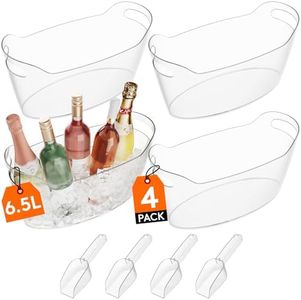Lifewit 6.5L Ice Bucket for Parties 4 Pcs, Portable Drink Bucket for Cocktail Bar, Plastic Champagne Cooler for Beverage/Wine/Beer, Mimosa Bar Supplies Chiller Tub with Scoop 38 x18x20 cm/15x7x8"