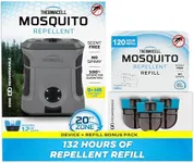 Thermacell Mosquito Repellent Rechargeable Adventure EX-Series EX90; 9-Hour Battery, Includes 12-Hr Refill & 120 of Hours Refills, Rubber Armor & Carabiner; Bug Spray Alternative; Scent Free;
