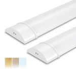 BrightFly LED Batten Light 4FT, 120cm 34W 3750lm LED Garage Lighting, 3000K/4000K/6500K Choose One Color, LED Tube Lights for Kitchen Office Workshop, PC Ceiling Lights 2 Packs