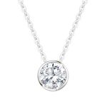 FANCIME Solid 14ct White Gold with 6.5mm-Diameter 1 Carats Moissanite D-E Colour Round Brilliant Cut Pendant Necklace Jewellery Gift for Women Girls - Chain Length: 16+2 Inch