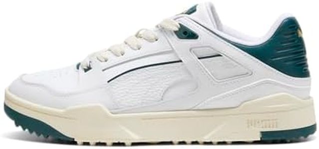 PUMA Golf Men's Slipstream G Golf Shoes, Puma White-Varsity Green, 7.5