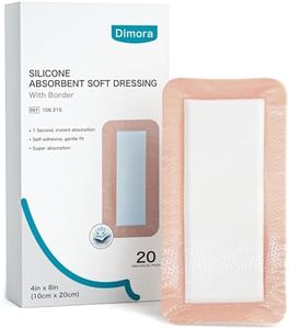 Dimora 20 Count Silicone Super Absorbent Wound Dressing - 4" x 8" Soft Gauze Pads for Bed Sores Leg Ulcers Post Surgical Incisions, Adhesive Wound Bandage with Gentle Border