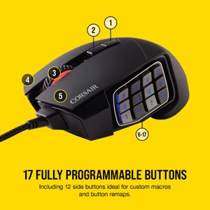 Corsair SCIMITAR RGB ELITE Gaming Mouse – 17 Programmable Buttons