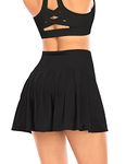 Women's Pleated Tennis Skirt with Shorts Pockets Athletic Golf Skort Activewear Sport Workout Running Skirt High Waist (Black,XS)