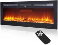 50inch Recessed Electric Fireplace with Remote Control, Electric Fireplace Wall Mounted, Low Noise Wall Fireplace Heater with Timer, Touch Screen, Adjustable Flame Color and Brightness, 750/1500W