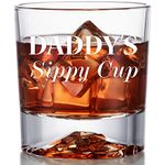 Gifts for Dad Fathers Day, Daddy's Sippy Cup Whiskey Glass, Funny New Dad Gift for Men, Gag Birthday Gift Ideas for Dad Husband from Daughter Son Wife Kids, Old Fashioned Bourbon Glass Gift