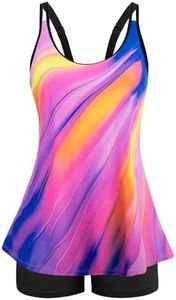 Arolina Plus Size Swimsuit for Women 2 Piece Adjustable Straps Conservative Tankini Summer Beach Swimwear Colorful Tie-dye 18W
