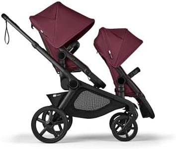 Bugaboo Kangaroo All-Terrain Single-to-Double Tandem Stroller for Infant and Toddler and Kangaroo Sibling Seat for Second Child, One-Hand Operation, Large Bassinet, XL Underseat Storage (Dark Cherry)