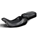 Low-Profile Rider Pillion Passenger Seat Motorcycle Seats for Harley Touring 2009-2022 Road King Road Glide Street Glide [Two Peice Driver & Passenger Seat, Black Stitching]