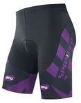 sponeed Men Bike Shorts Cushioned Biking Wear Gear Road Cycling Bottoms, Deep Purple, Large