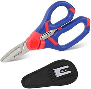 WORKPRO Tijera para Electricista con Pelacables 152mm, Tijera para Cables, Tijeras Universales, Multifuncionales con Pelacables de Acero Inoxidable