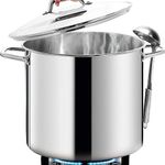 HOMICHEF LARGE STOCK POT 24 Quart With Lid - Nickel Free Stainless Steel Cookware Stockpot 24 Quart - Healthy Cookware Polished Stockpots - Heavy Duty Induction Pot Soup Pot With Lid