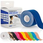 Proworks Kinesiology Tape | 5m Roll of Elastic Muscle Support Tape for Exercise, Sports & Injury Recovery - Dark Blue