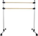 UMEKEN Wood Ballet Barre 4 Foot Portable Barre Bar Home Adjustable Double Freestanding Ballet Stretch Dance Bar for Kids Adult, with Carry Bag