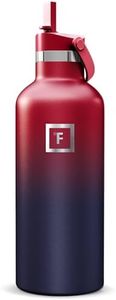 IRON °FLASK Camping & Hiking Hydration Flask with Straw, Narrow Mouth Insulated Stainless Steel Sports Water Bottle - Dark Rainbow 32 oz - Straw (1 Lid)