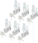 uxcell Cabinet Drawer Cam Lock, 1-1/8" Cylinder Length Fits Up to 7/8" Thickness Panel, Keyed Alike Zinc Alloy Secure File Drawer Toolbox Mailbox 6Pcs