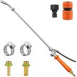 All Metal Replacement Sprayer Wand, 1/4" & 3/8" Brass Barb Sprayer Wand with Stainless Steel Shut off Valve & 2 Hose Clamps (29 Inches)