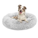 Plush Calming Dog Bed, Donut Dog Bed for Small Medium Large Dogs, Anti Anxiety Round Dog Bed, Soft Fuzzy Calming Bed for Dogs & Cats, Comfy Cat Bed, Marshmallow Cuddler Nest Calming Pet Bed