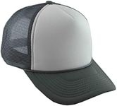 Decky Men's Mesh Trucker Adjustable Cap 2 Tone White Charcoal Gray