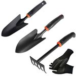 OIZENT Garden Tool Set, 4Pcs Gardening Hand Tools Kit, Stainless Steel Garden Trowels & Rake Tools Set with Glove for Garden Work, Potting, Flowerbeds, Vegetable Plots, Gardening Kits for Women & Men