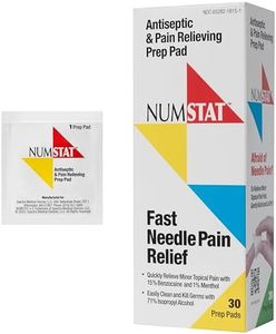 NUMSTAT Antiseptic Numbing Wipes for Needle Pain Relief, 2-In-1 Formula with Benzocaine, Isopropyl Alcohol and Menthol - 30 Prep Pads