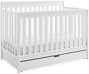 Delta Children Mercer 6-in-1 Convertible Crib with Storage Trundle, Greenguard Gold Certified, Bianca White