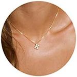Aghfacy 14K Gold Plated K Necklace Initial | Letter Dainty Necklaces for Women Small Tiny Pendant Monogram Cute Letter Name Choker Teen Girls Simple Jewelry, Plated, No Gemstone