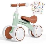 Balance Bike 1 Year Old, 10-24 Months Baby Balance Bike Toys, No Pedal Infant 4 Wheels Toddler Bike, Toddler Ride On Toys, Three Free Cartoon Stickers, First Birthday Gift for Boys Girls, Green