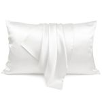 LULUSILK Queen Silk Pillow Case with Hidden Zipper, 100 Pure Mulberry Silk Pillowcases for Hair and Skin, Ivory