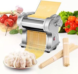 WICHEMI Electric Pasta Maker Machine Pasta Dough Spaghetti Roller Noodle Pressing Machine Stainless Steel 135W for Home Family Use (1.5mm flat noodle+4mm flat noodle)