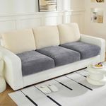 WEYOND Couch Cushion Covers Individual Large Super Stretch Chenille (Softer Version) Sofa Cushion Covers, Couch Seat Covers Couch Slipcovers Furniture Protector (3PC, Dark Grey)