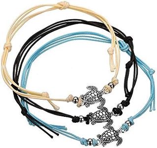 KAMRESH 3pcs Blue Starfish Turtle Anklets Wax Rope Multilayer Boho Sea Handmade Anklet for Women Girls Foot Jewelry Set