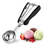 Ice Cream Scoop 3 tbsp, TJ POP Stainless Steel Cookie Scoop 50mm with Easy Trigger Good Grips for Mashed Potato, Meatballs, Melon Balls and Cookie